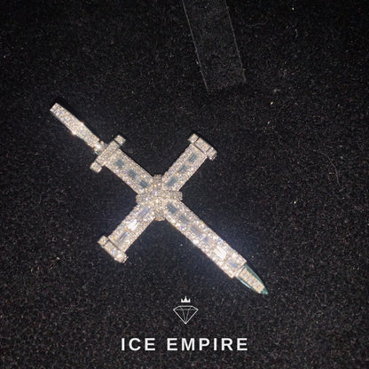 Iced Out Cross 925 Silver Moissanite Pendant