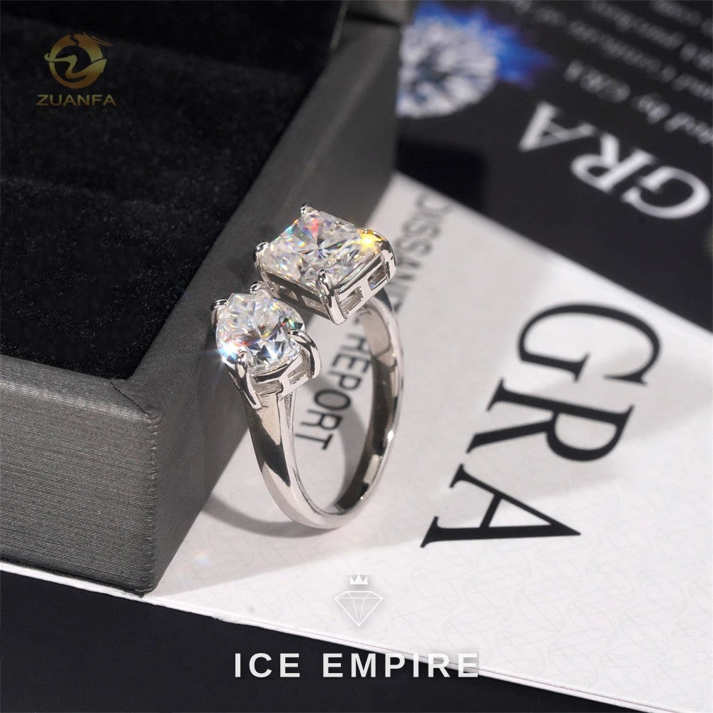 Iced Out 925 Silver Moissanite Engagement Ring