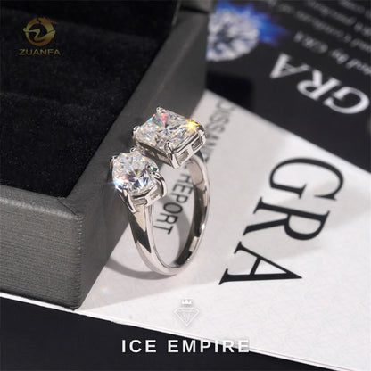 Iced Out 925 Silver Moissanite Engagement Ring