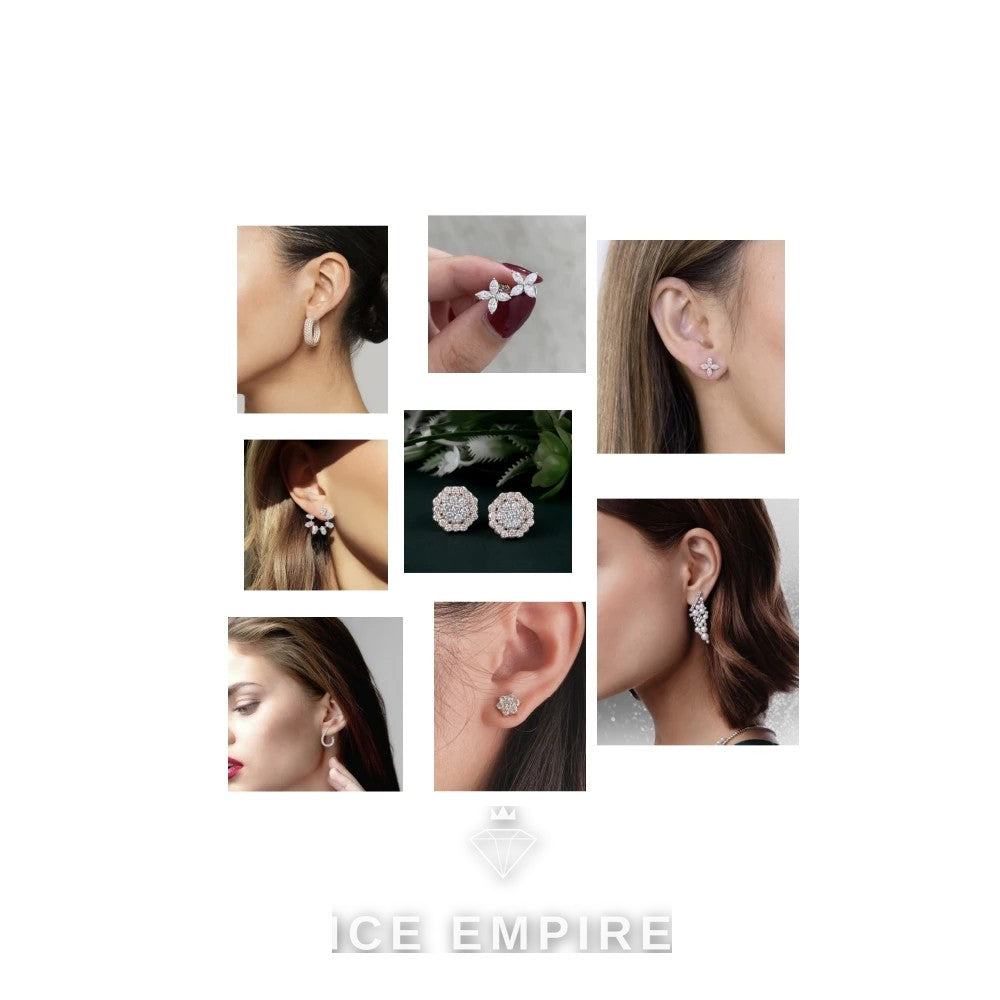 Iced Out Heart Rose Gold Plated Moissanite Earrings