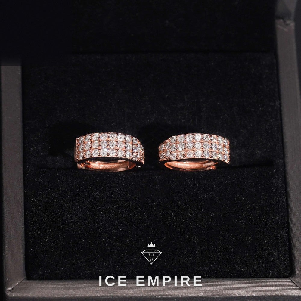 Iced Out 925 Silver Moissanite Hoop Earrings