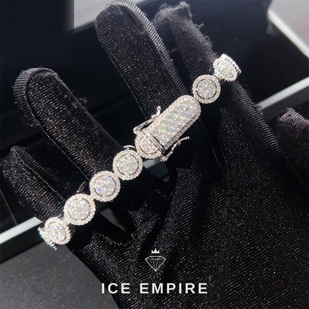 Iced Out Cluster Rose Gold Moissanite Tennis Chain
