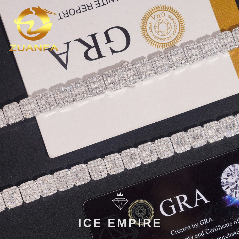 Iced Out Baguette Rose Gold Moissanite Cuban Chain