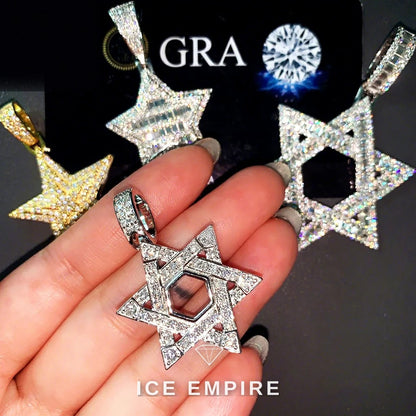 Iced Out Baguette Gold Plated Moissanite Pendant