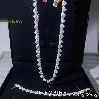 Iced Out Heart Rose Gold Plated Moissanite Cuban Chain