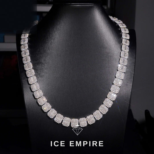 Iced Out Baguette Rose Gold Plated Moissanite Cuban Chain