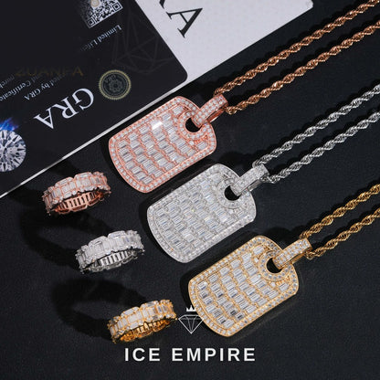 Iced Out Baguette 925 Silver Moissanite Pendant