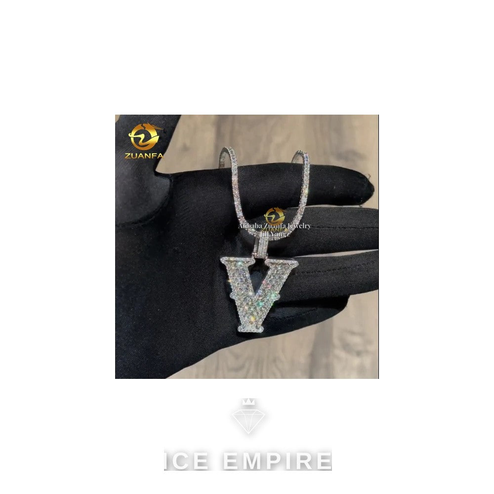 Iced Out Baguette 925 Silver Pendant
