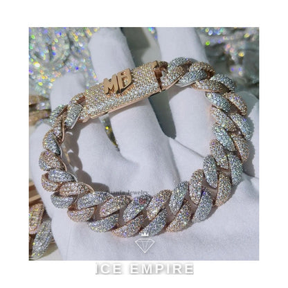 Iced Out 925 Silver Moissanite Cuban Chain