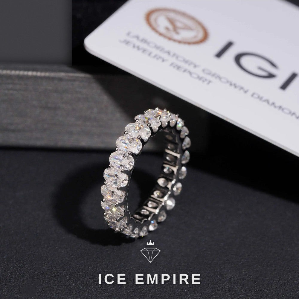 Iced Out 10K Gold Lab Grown Diamond Wedding Band