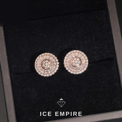 Iced Out Baguette Gold Plated Moissanite Stud Earrings