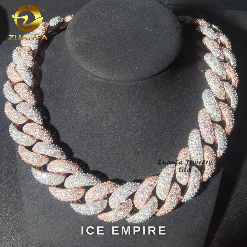 Iced Out Rose Gold Plated Moissanite Cuban Chain