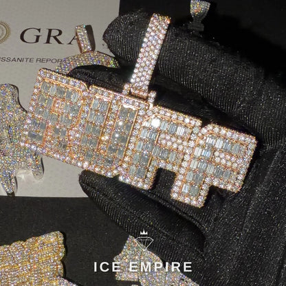Iced Out Baguette Rose Gold Plated Pendant
