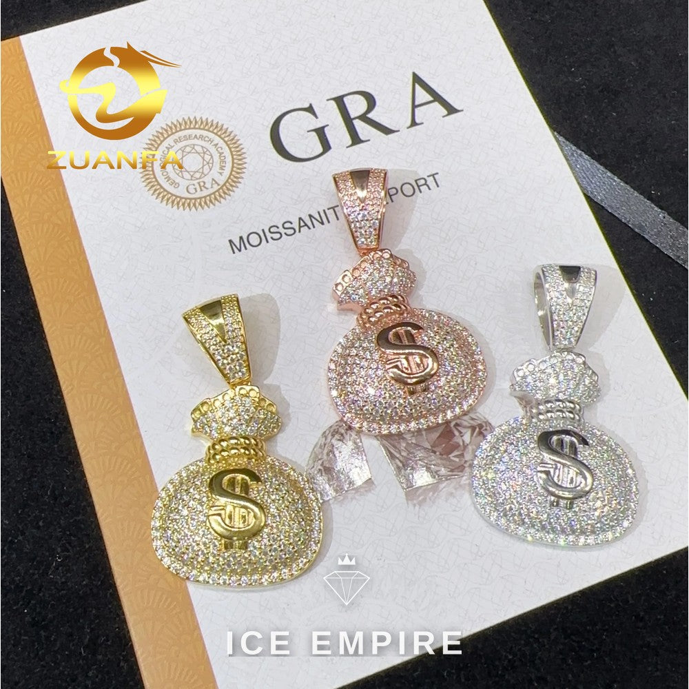 Iced Out Rose Gold Plated Moissanite Pendant