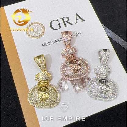 Iced Out Rose Gold Plated Moissanite Pendant