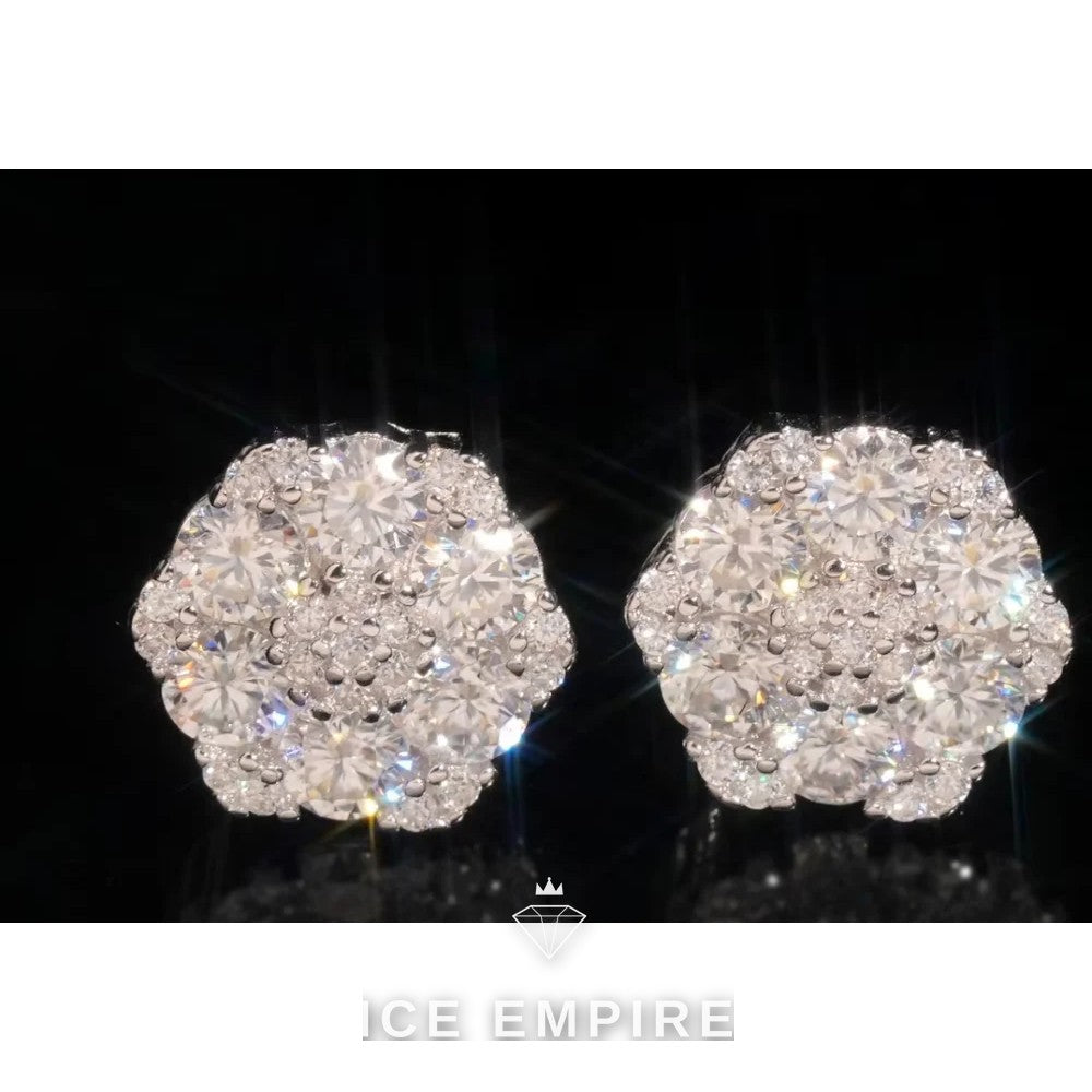 Iced Out 925 Silver Moissanite Stud Earrings