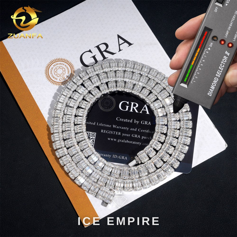 Iced Out Baguette Rose Gold Plated Moissanite Cuban Chain