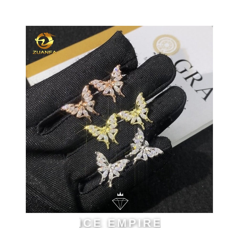 Iced Out 925 Silver Moissanite Stud Earrings