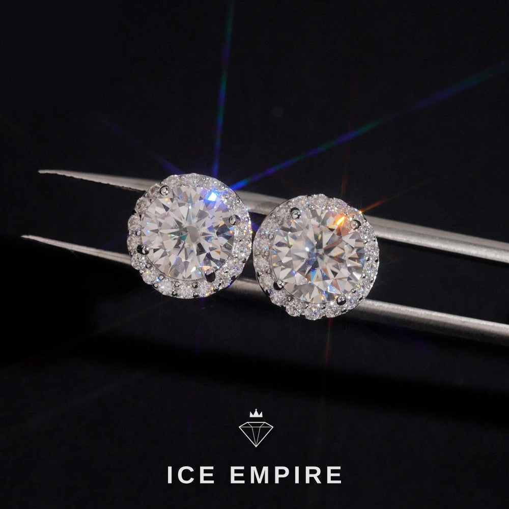 Iced Out 925 Silver Moissanite Stud Earrings
