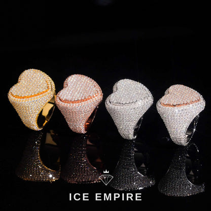 Iced Out Heart Gold Plated Moissanite Ring