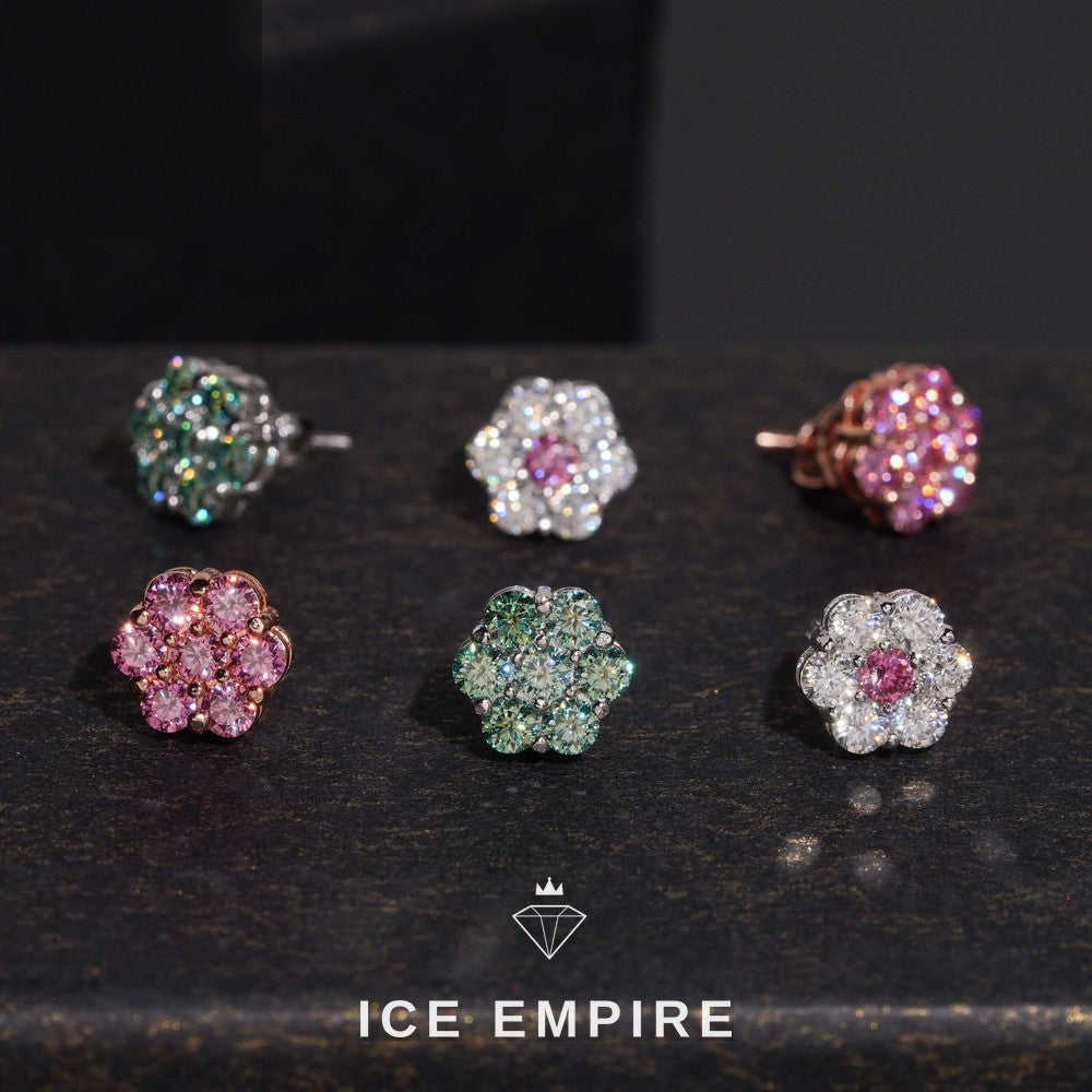 Iced Out Cluster 925 Silver Moissanite Stud Earrings