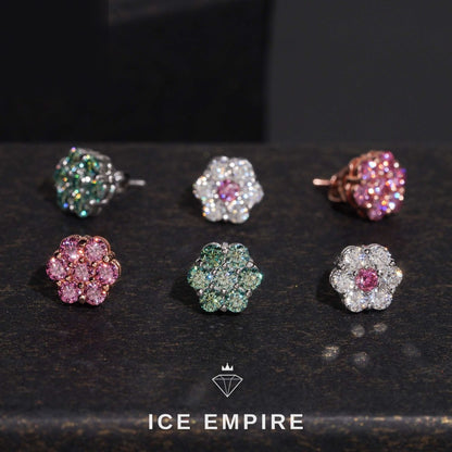 Iced Out Cluster 925 Silver Moissanite Stud Earrings