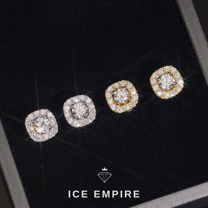 Iced Out Cluster Gold Plated Lab Grown Diamond Stud Earrings