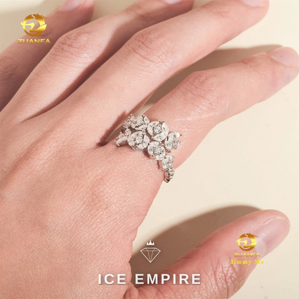 Iced Out 925 Silver Moissanite Ring