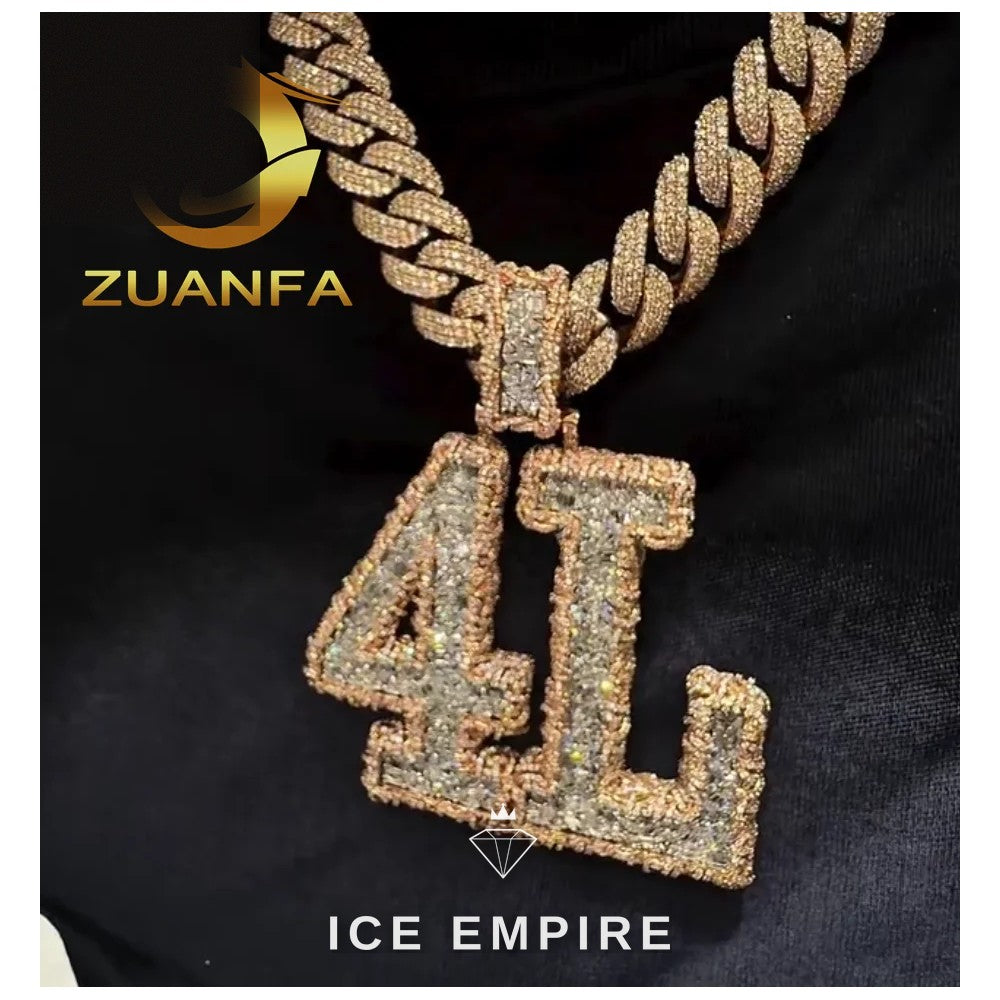 Iced Out Baguette Rose Gold Plated Moissanite Pendant