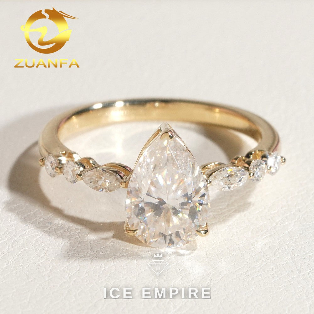 Iced Out Cluster 10K Gold Moissanite Engagement Ring