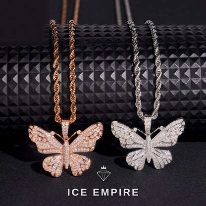 Iced Out Butterfly 925 Silver Moissanite Pendant