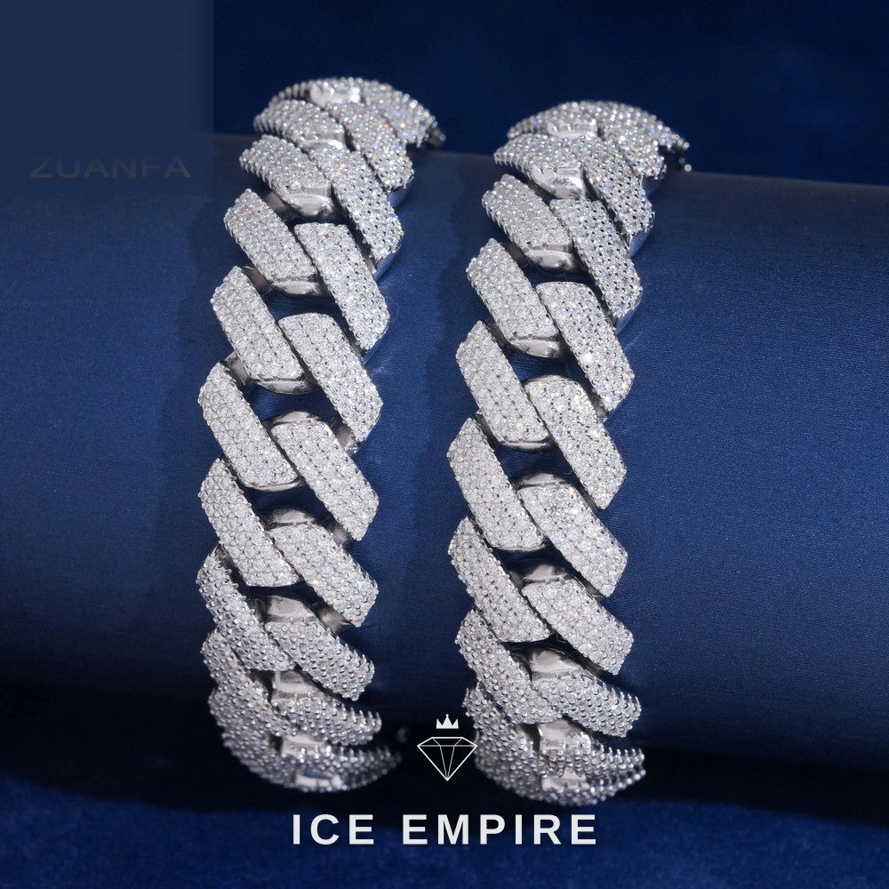 Iced Out 925 Silver Moissanite Cuban Chain