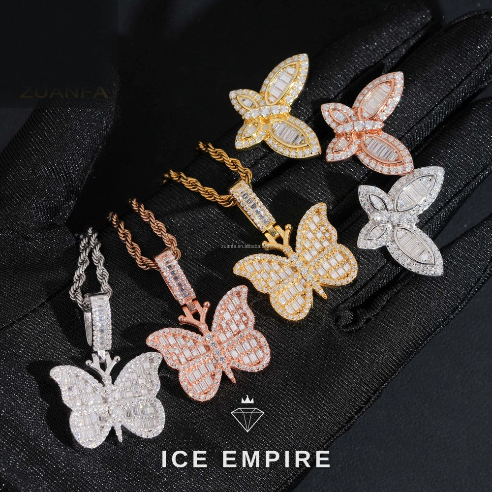 Iced Out Cross Rose Gold Plated Moissanite Pendant