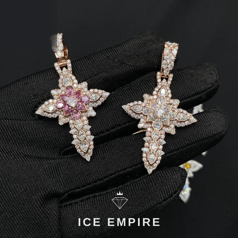 Iced Out Cross 925 Silver Moissanite Pendant