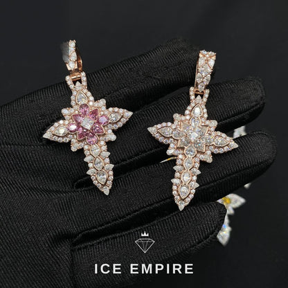 Iced Out Cross 925 Silver Moissanite Pendant