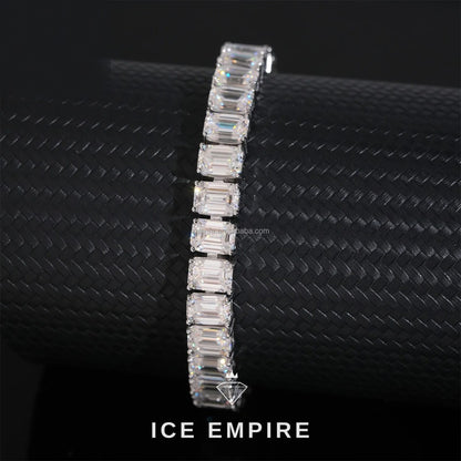 Iced Out Cluster 925 Silver Moissanite Tennis Chain