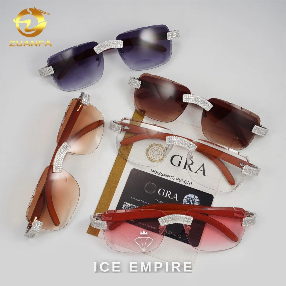 Iced Out Baguette 925 Silver Moissanite Glasses