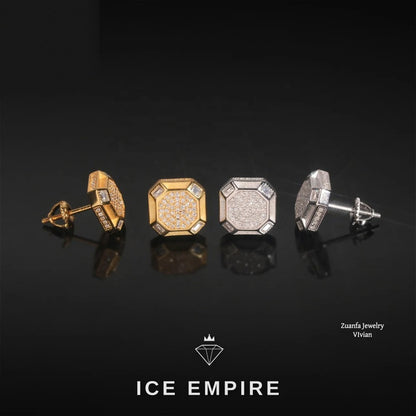 Iced Out Gold Plated Moissanite Stud Earrings