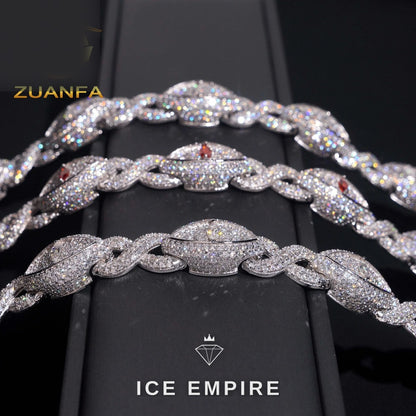 Iced Out 925 Silver Moissanite Cuban Chain