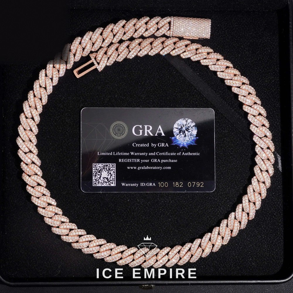 Iced Out Rose Gold Plated Moissanite Cuban Chain
