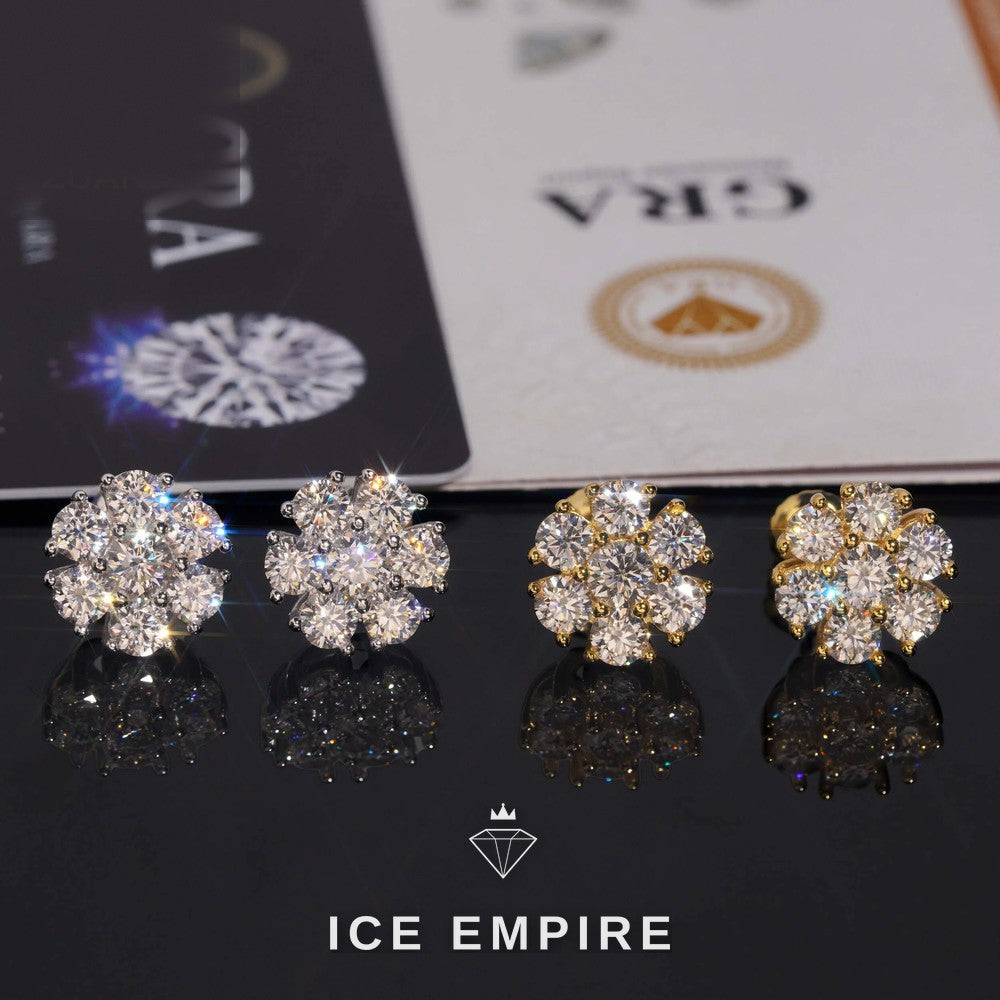 Iced Out Cluster Rose Gold Plated Moissanite Earrings