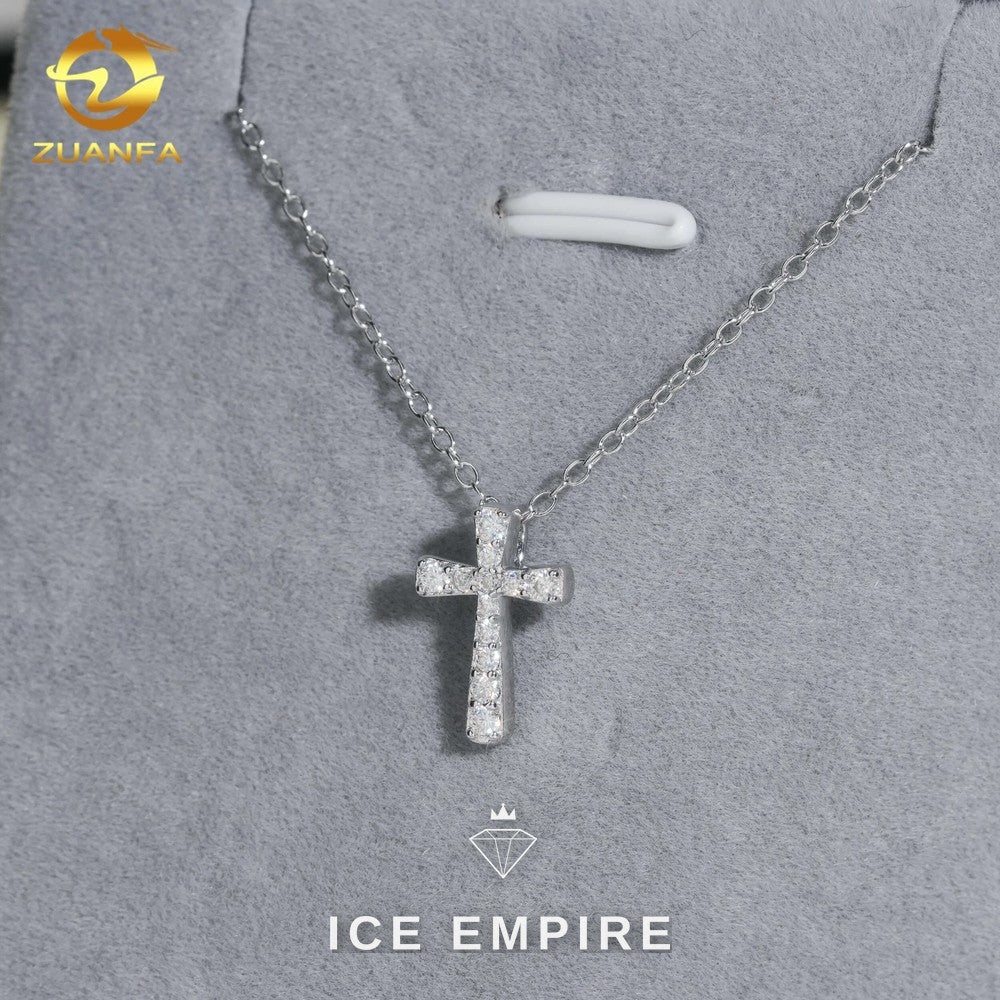 Iced Out Cross Rose Gold Plated Moissanite Cuban Chain