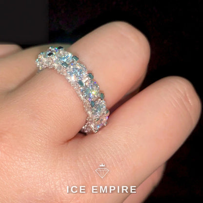 Iced Out 925 Silver Moissanite Engagement Ring