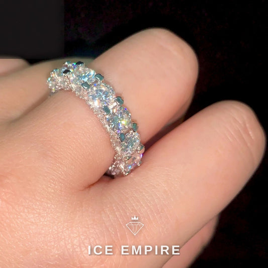 Iced Out 925 Silver Moissanite Engagement Ring