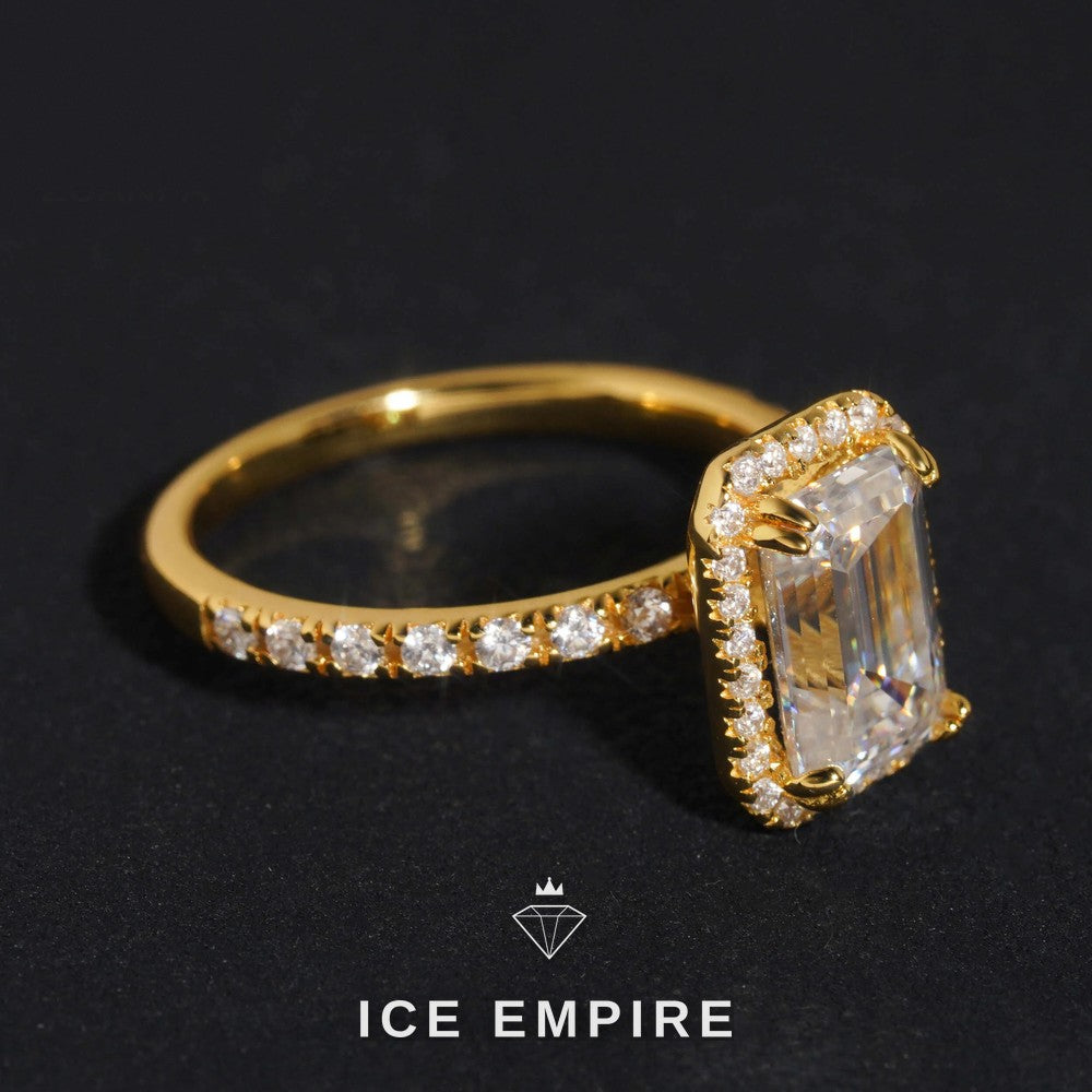 Iced Out Gold Plated Moissanite Wedding Band