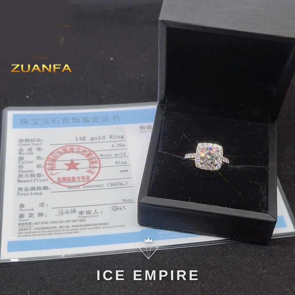 Iced Out Rose Gold Moissanite Wedding Band
