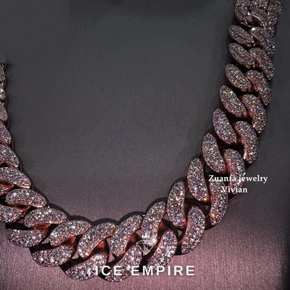 Iced Out Rose Gold Plated Moissanite Cuban Chain