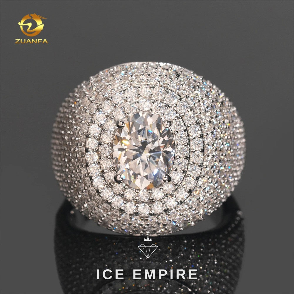 Iced Out 925 Silver Moissanite Ring