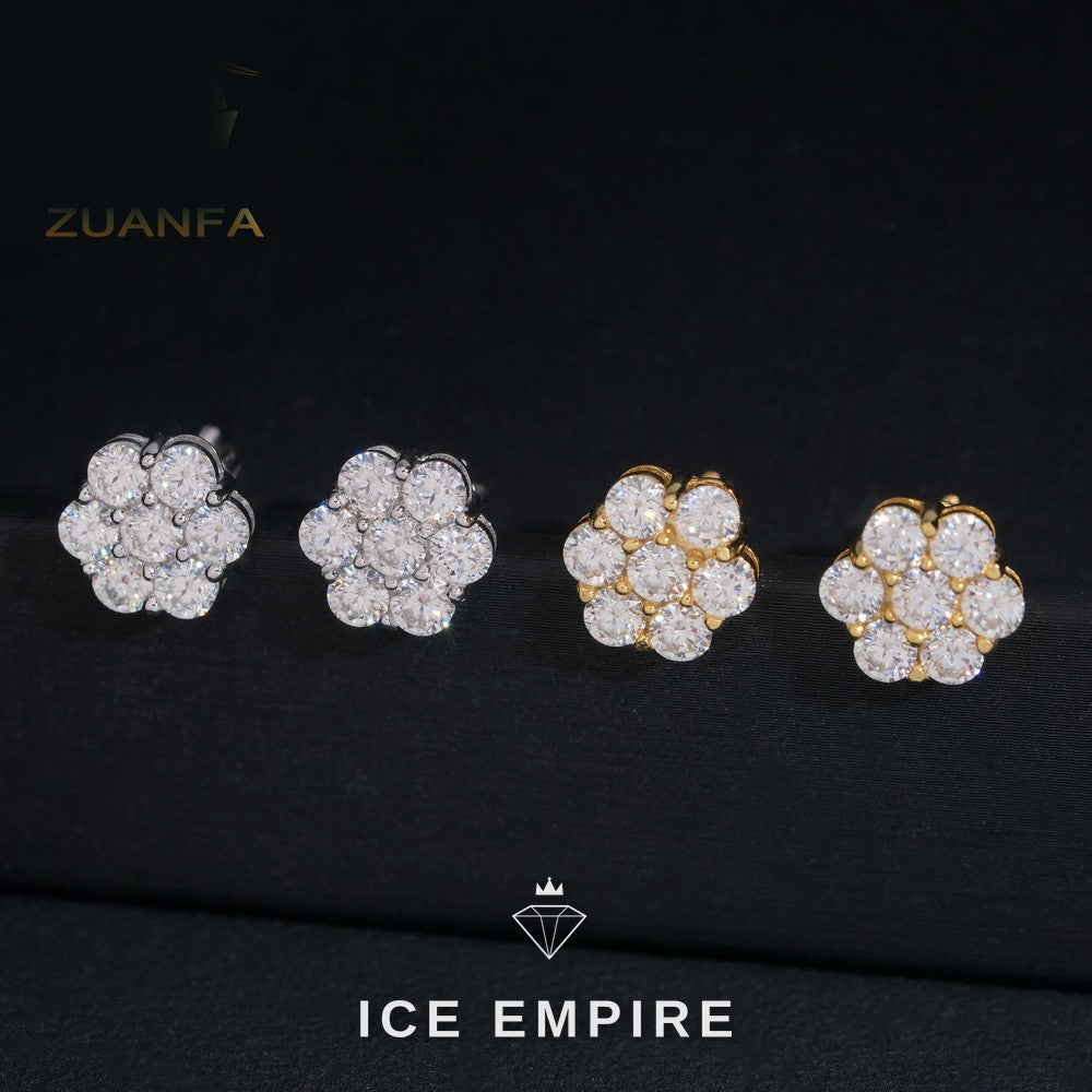 Iced Out Rose Gold Plated Moissanite Stud Earrings