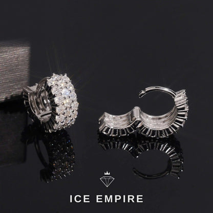 Iced Out 925 Silver Moissanite Hoop Earrings